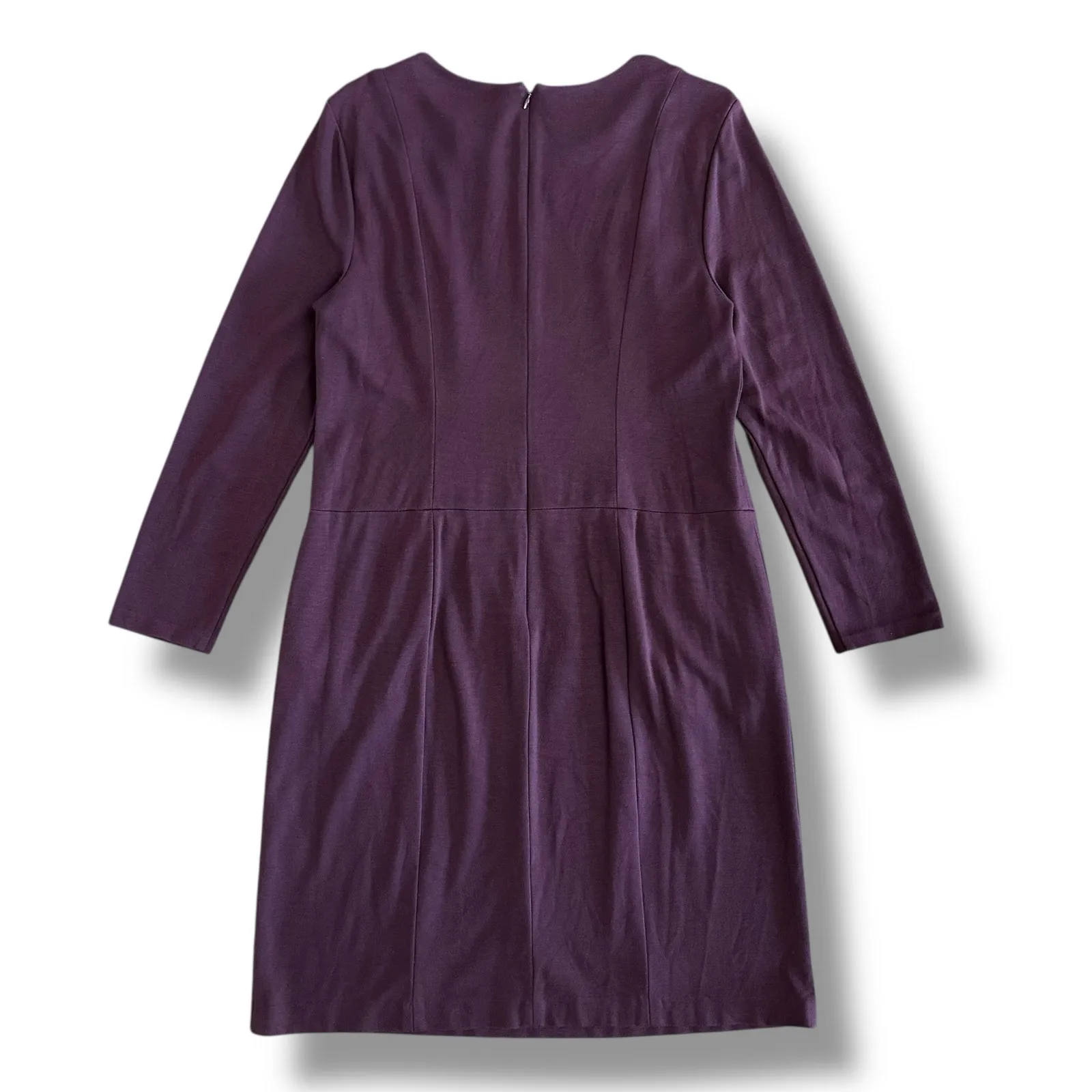 Talbots Plum Sheath Dress Size 14‎ Long Sleeve Stretch Knit Classic Workwear - Image 6