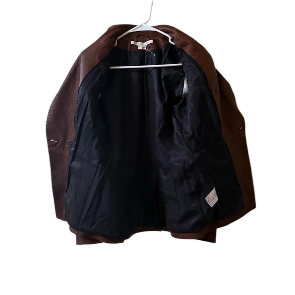 VERONICA BEARD Miller Lamb Leather Dickey Jacket in Brown Sz 2 - Image 6