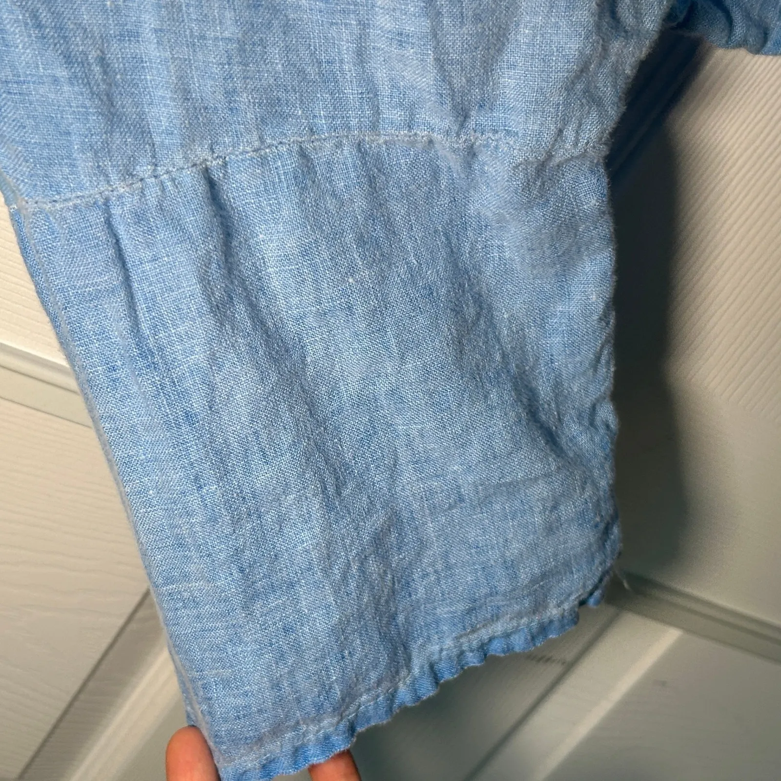 Tina Stephens Blue Linen Cotton Top Made in Italy Oversized 3/4 Sleeve One Size Size undefined - Image 4