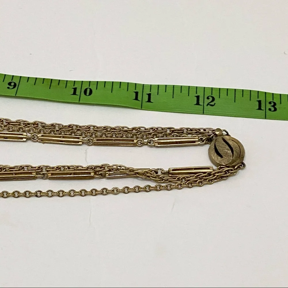 Vintage Unsigned Emerald Gold Chain Long Necklace - Image 7