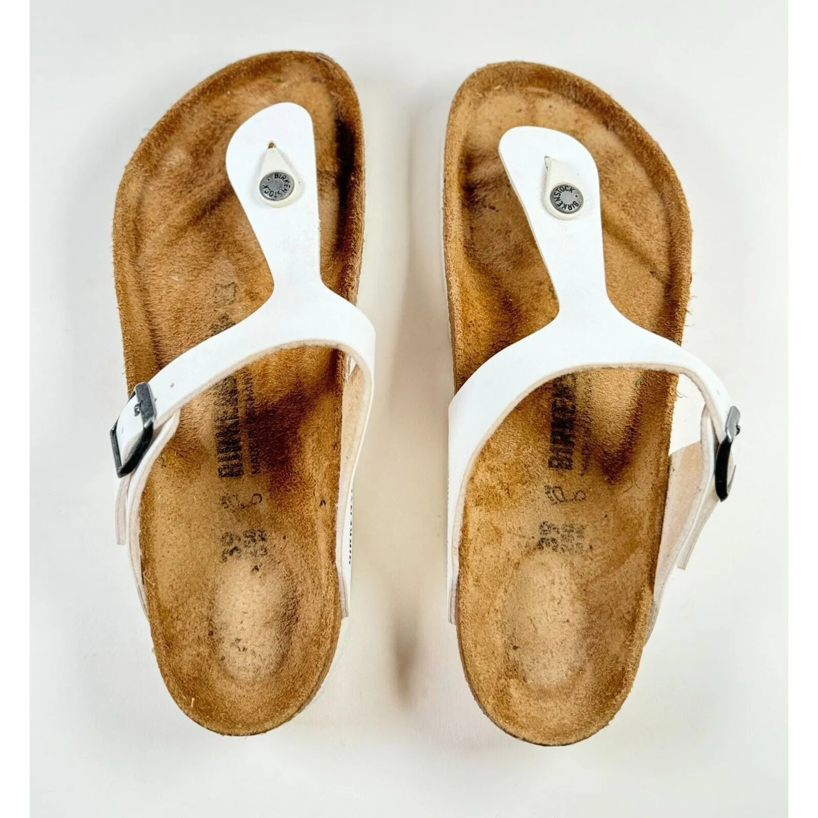 Birkenstock Gizeh Sandals Brown White Birko Flor Flat Flip Flops Thong 39 US 9 - Image 6