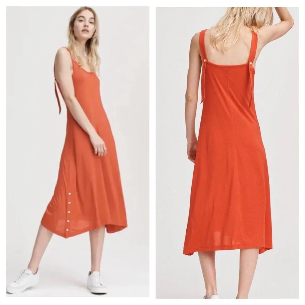 Rag & Bone Allegra Scoop-Neck Tank Midi Dress Size XS Coral Crepe Jersey - Image 13