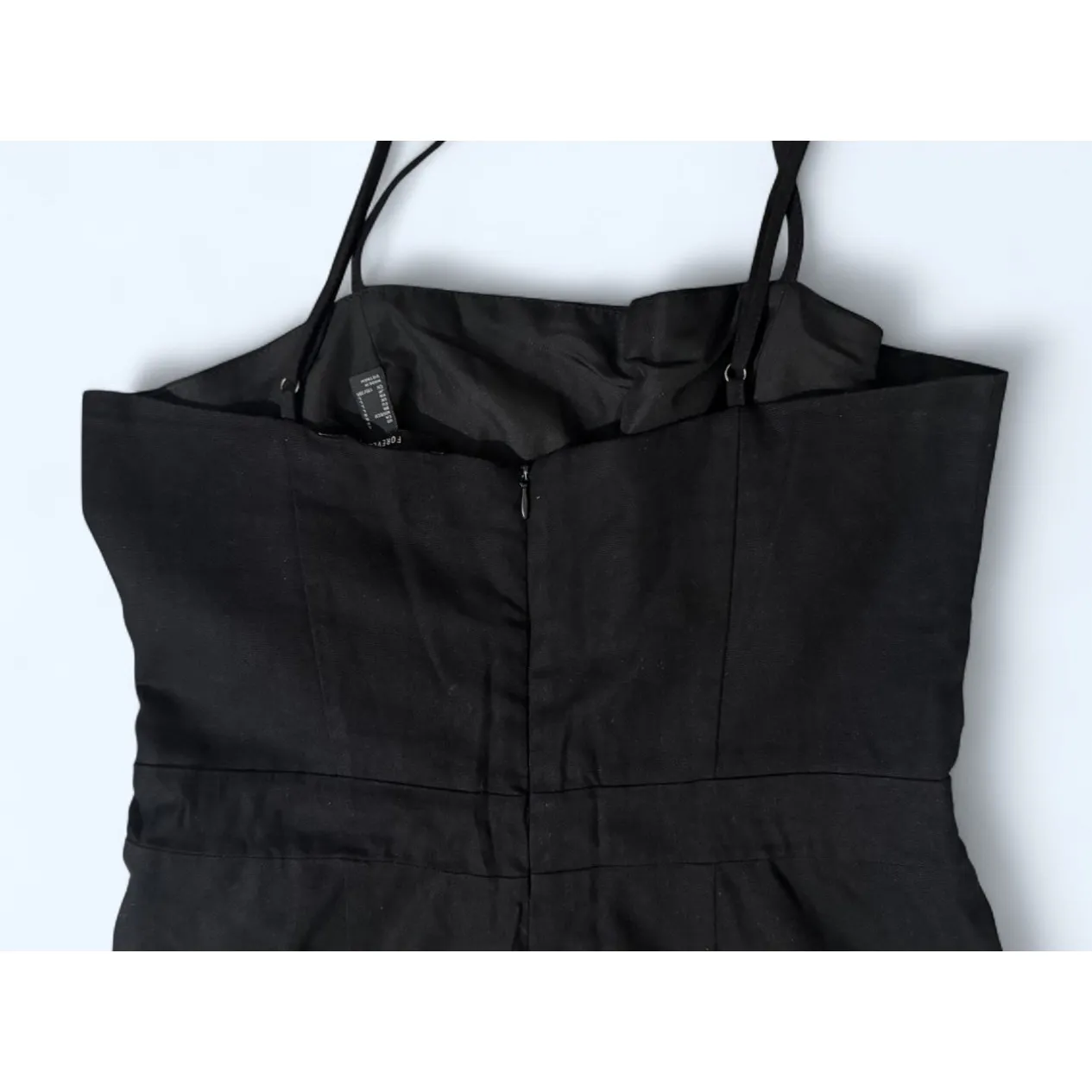 Forever 21‎ Black Linen Blend Jumpsuit Women's Large Adjustable Straps - Image 2