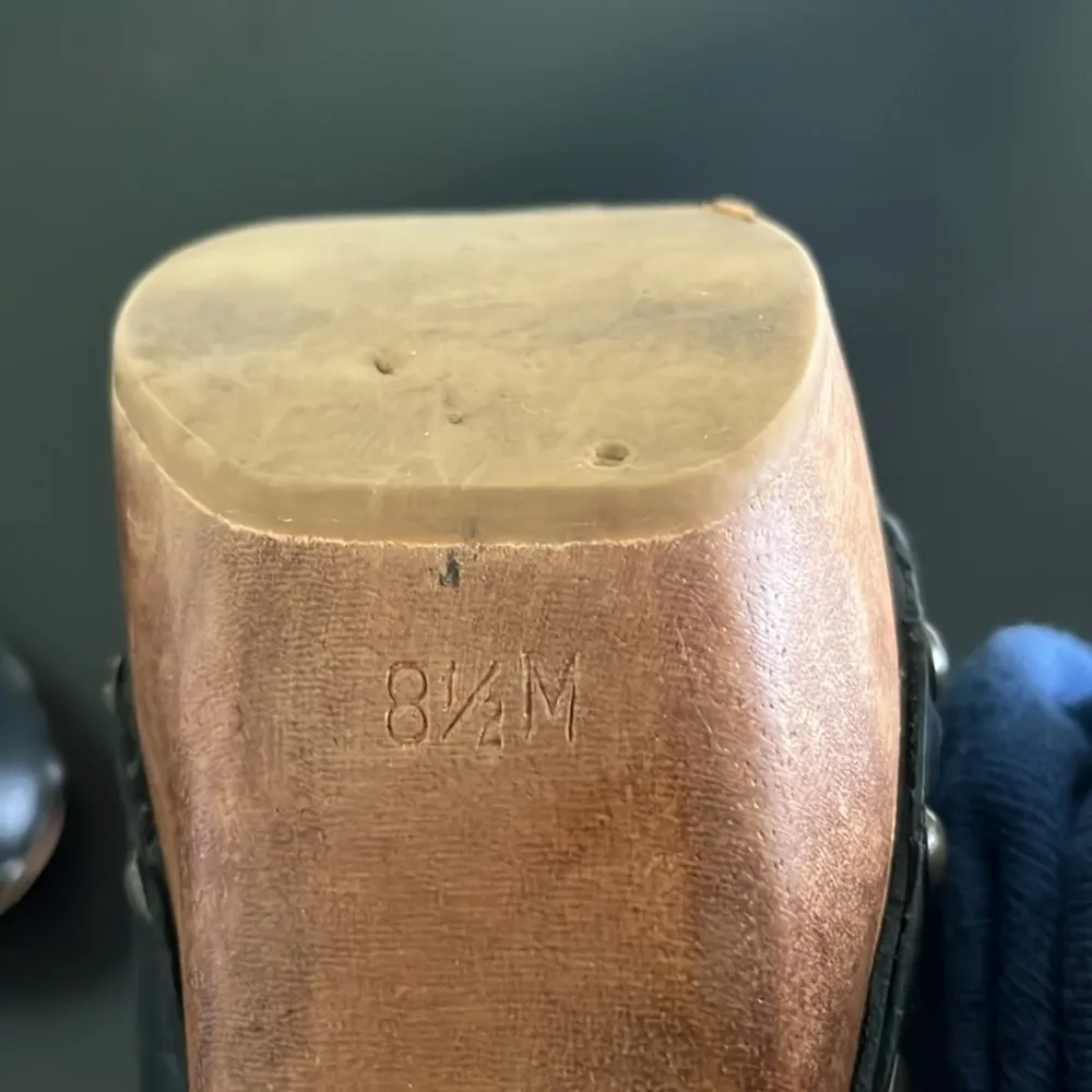 Steve Madden Black Leather Wooden Heel Clogs - Image 8