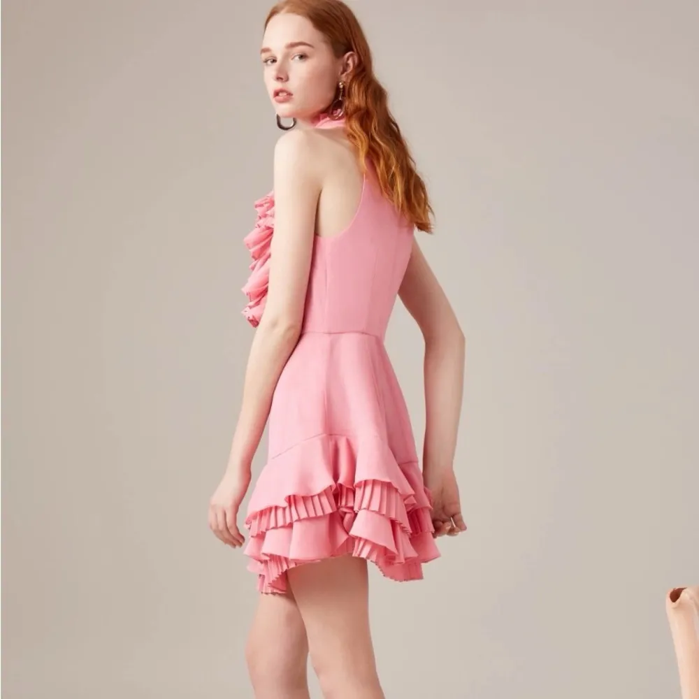 CMEO Pink ruffle halter neck mini dress size S - Image 5
