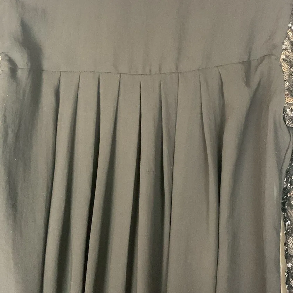 Dress the population womens medium black shift dress sequin sleeve pleated - Image 9