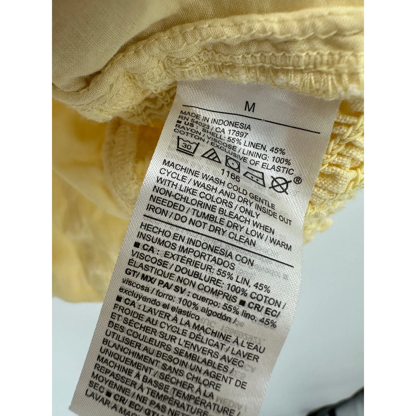 Old Navy Womens Yellow Cropped Top Size M Coquette Milkmaid Linen Blend - Image 6