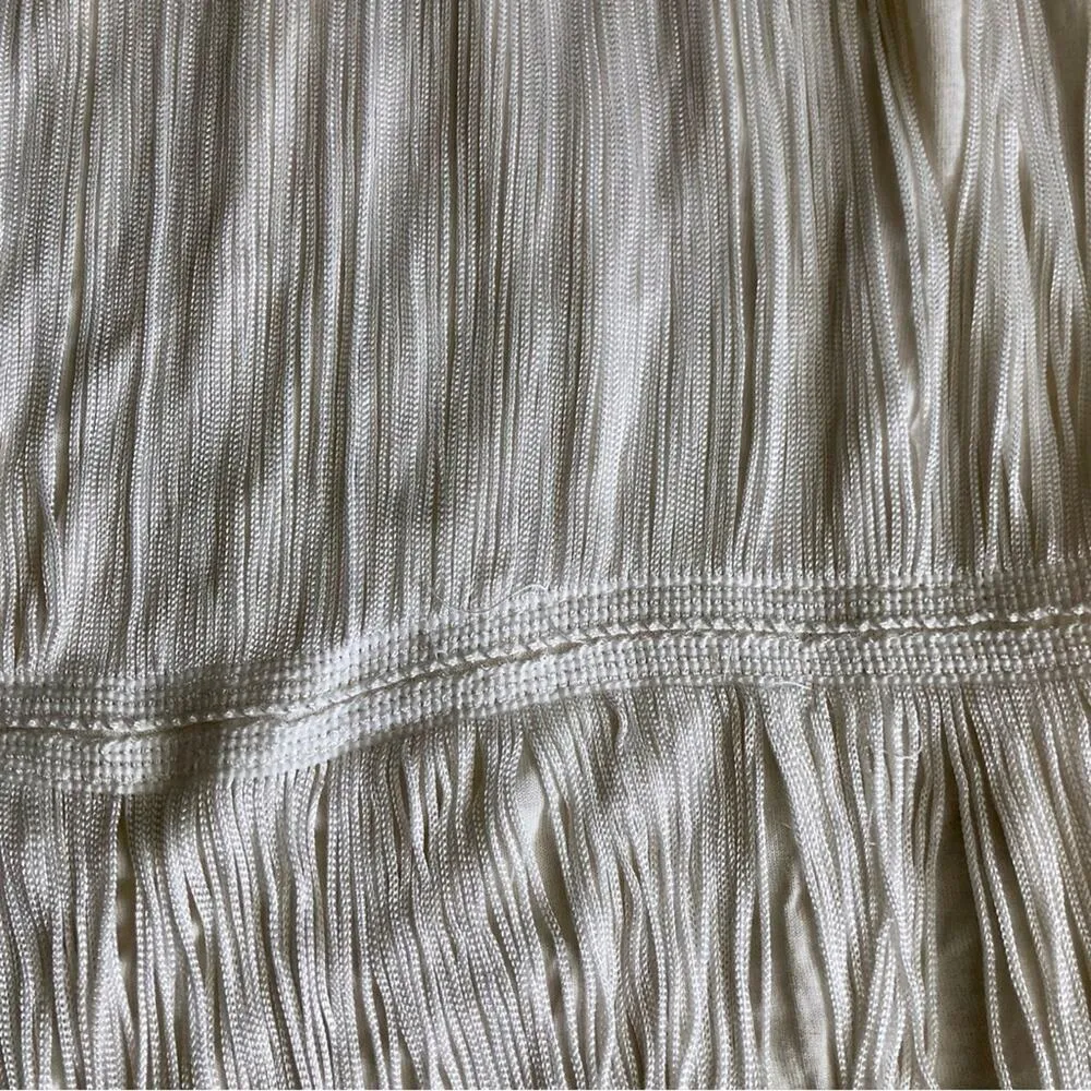 H&M FLAPPER FRINGE RETRO ART DECO 1920'S White Lined DRESS Women’s Size L - Image 8