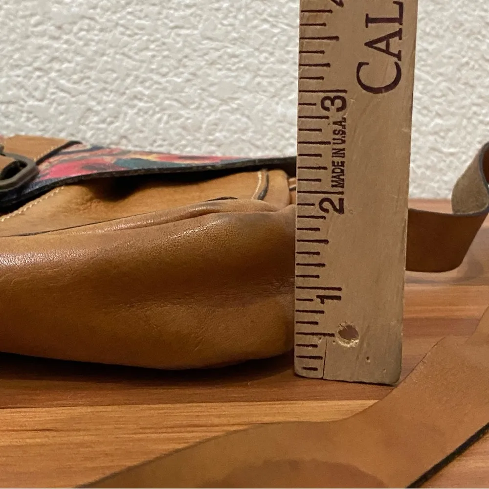 Brown Leather Floral Praga Flap Crossbody Bag - Image 9