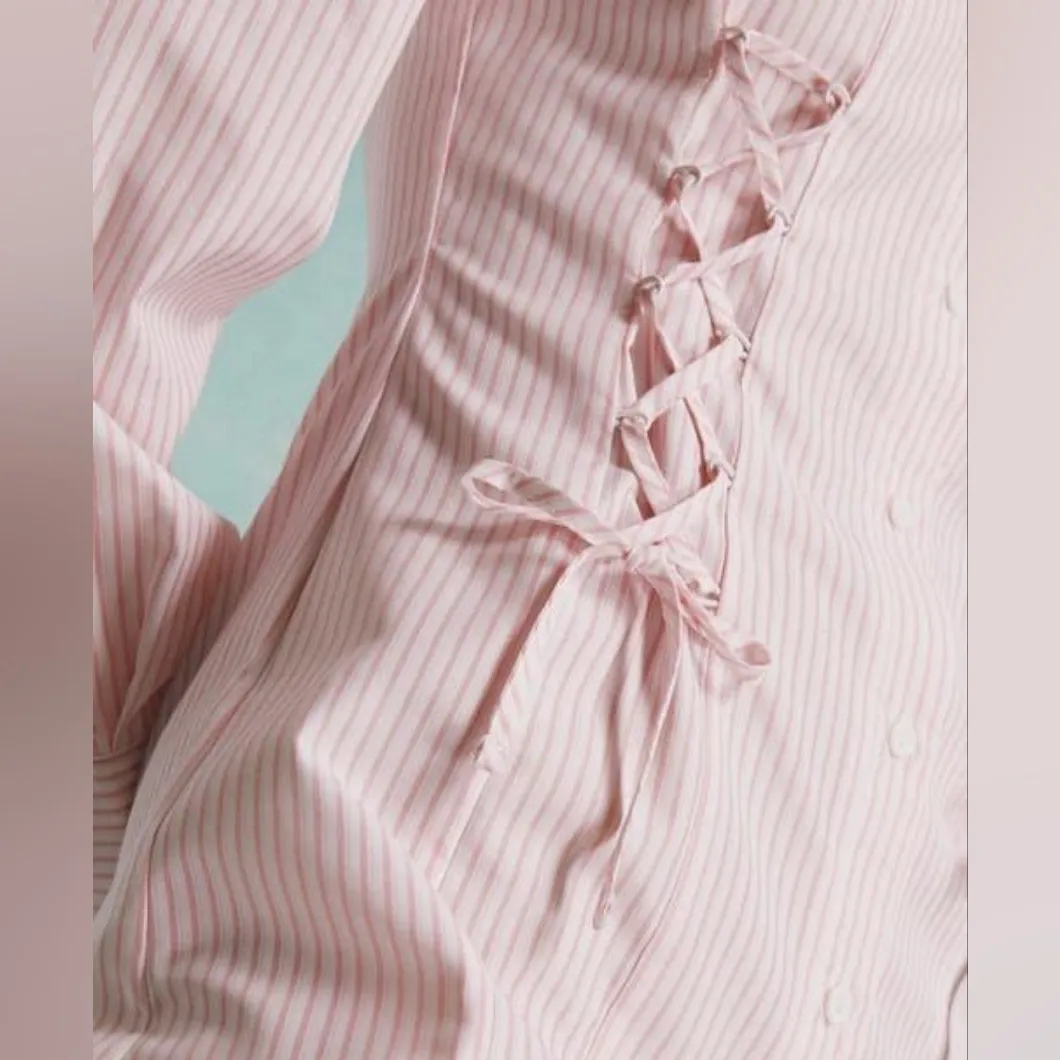 NWT Miss Selfridge Lace-Up Long Sleeve Mini Shirtdress - Image 5