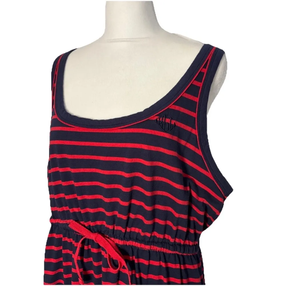 Lauren Ralph Lauren Maxi Dress Size X-Large Tank Blue/Red Stripe Cotton - Image 3