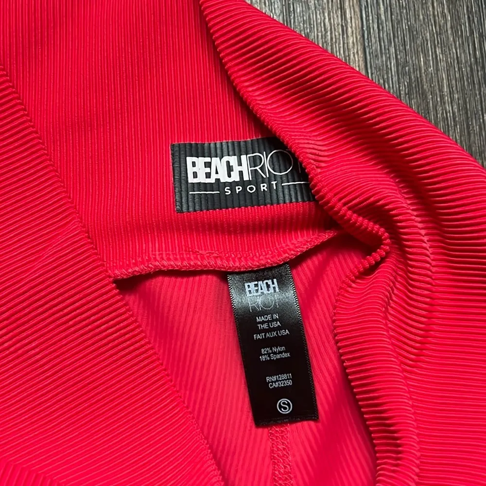 BeachRiot Red Ribbed Leggings - Image 3