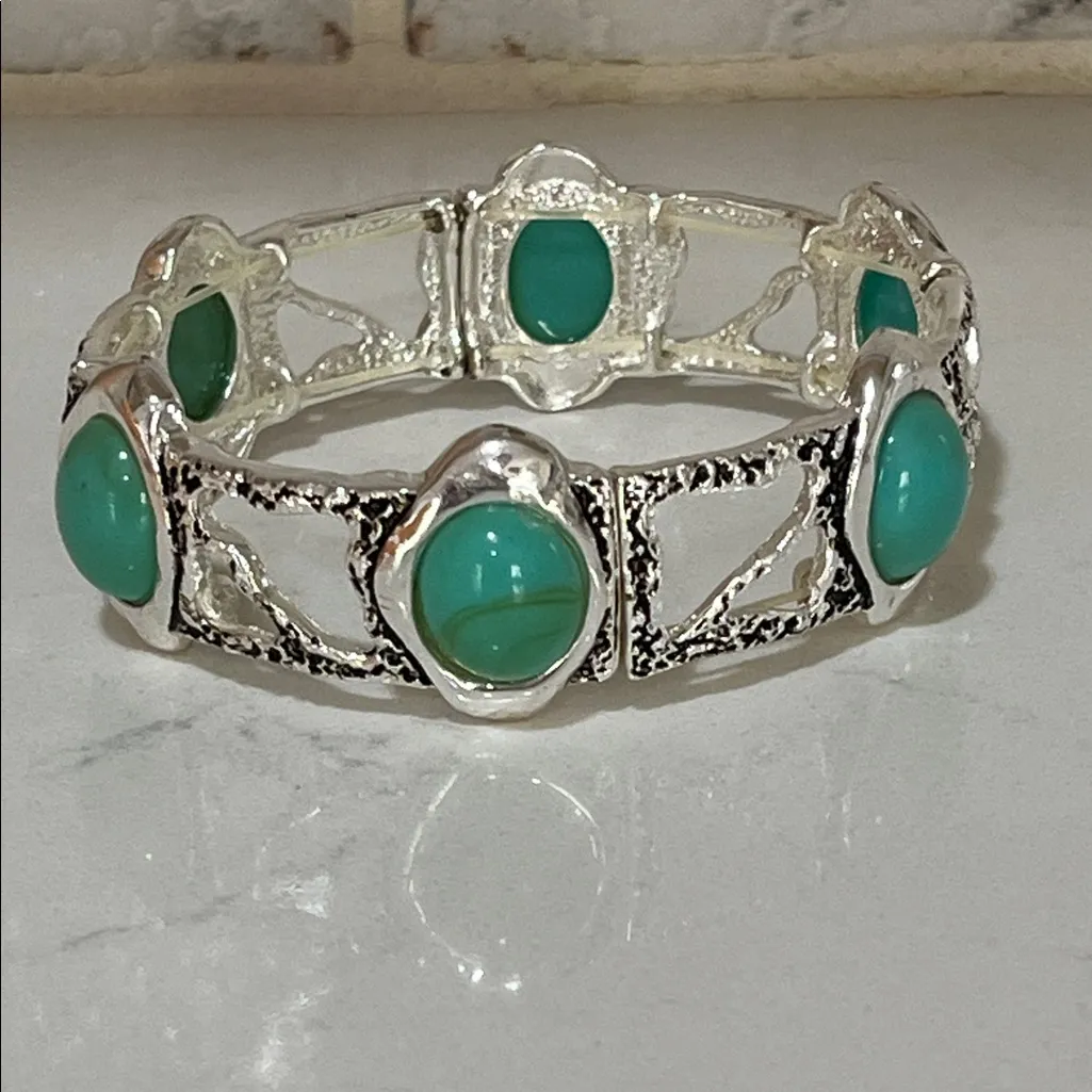Talbots Silver Bracelet with Turquoise Accents - Image 5