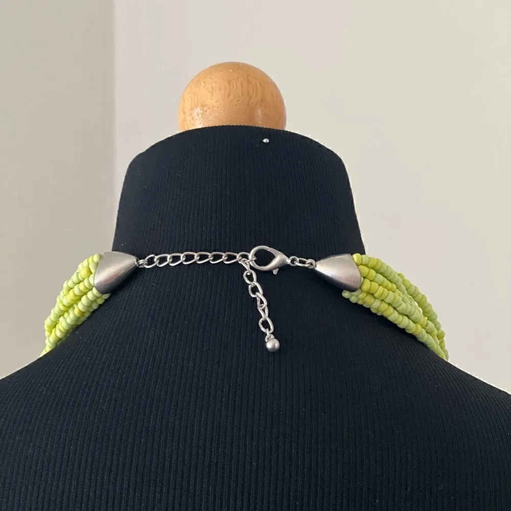 GREEN MULTI STRAND BEAD NECKLACE Green - Image 2