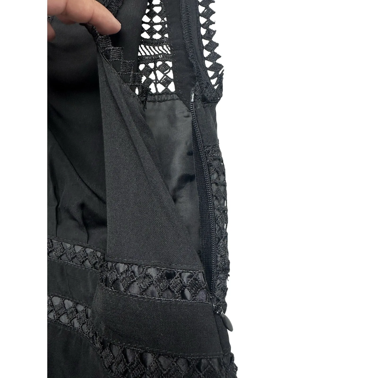 Allison Joy Women Black Crochet Bands Casual Dress Size XS -A35- - Image 9