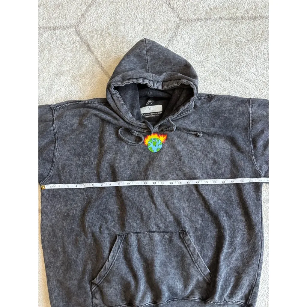 Buddha Buds “The Burning Planet” Limited Edition Hoodie Rare Streetwear Unisex Gray Size XL - Image 3