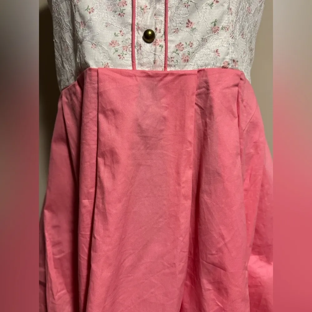 NWT Scarlet Darkness Pink and White Square Neckline Floral Dress size large - Image 5