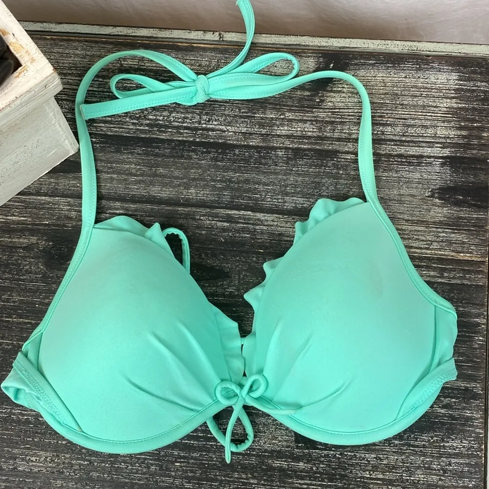 Victoria’s Secret Aqua Blue Padded Underwire Contour Bikini Swim Suit Top 36C - Image 3