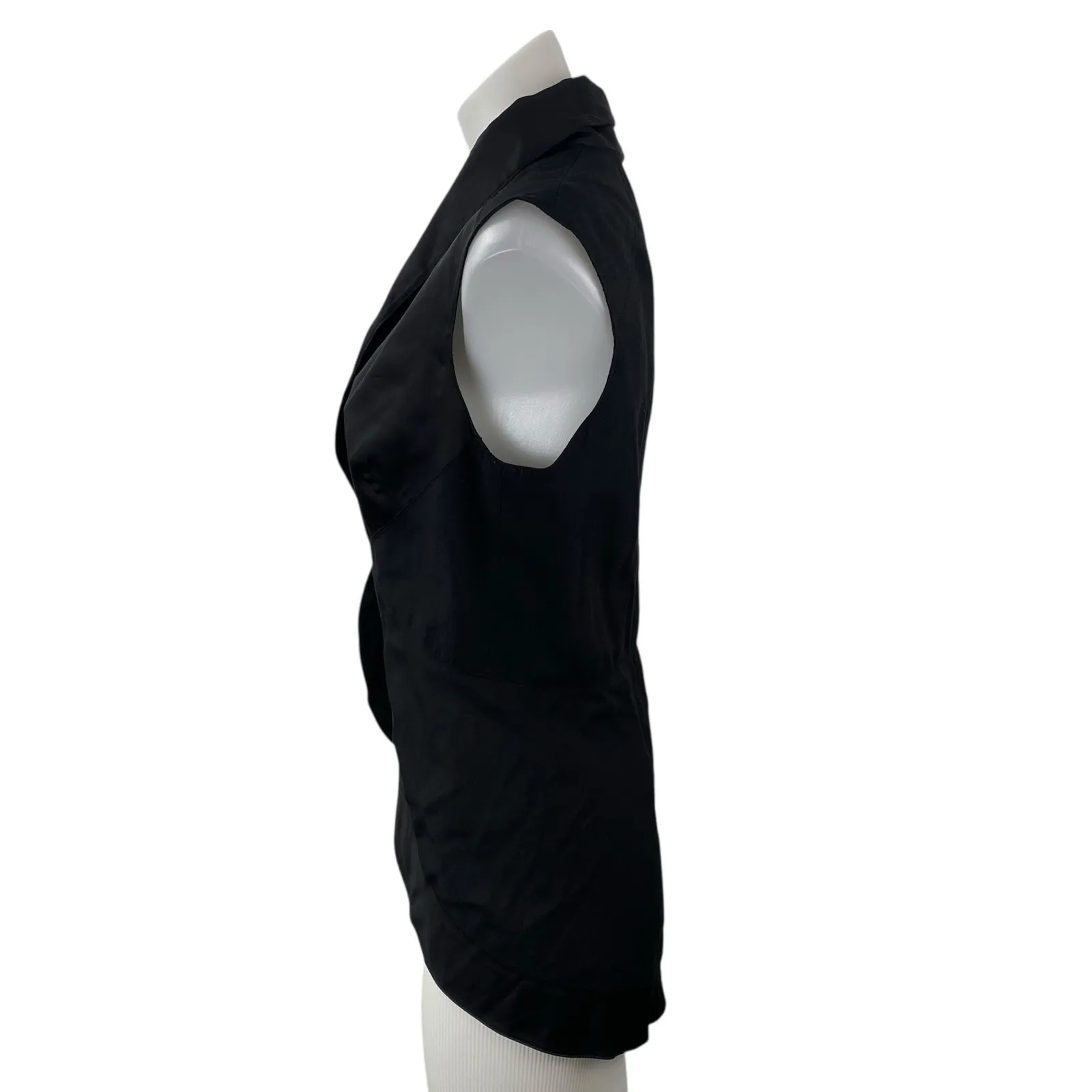 Bebe Women's Black Sleeveless Shawl Collar Career Vest Blazer Coat Jacket Size S - Image 3