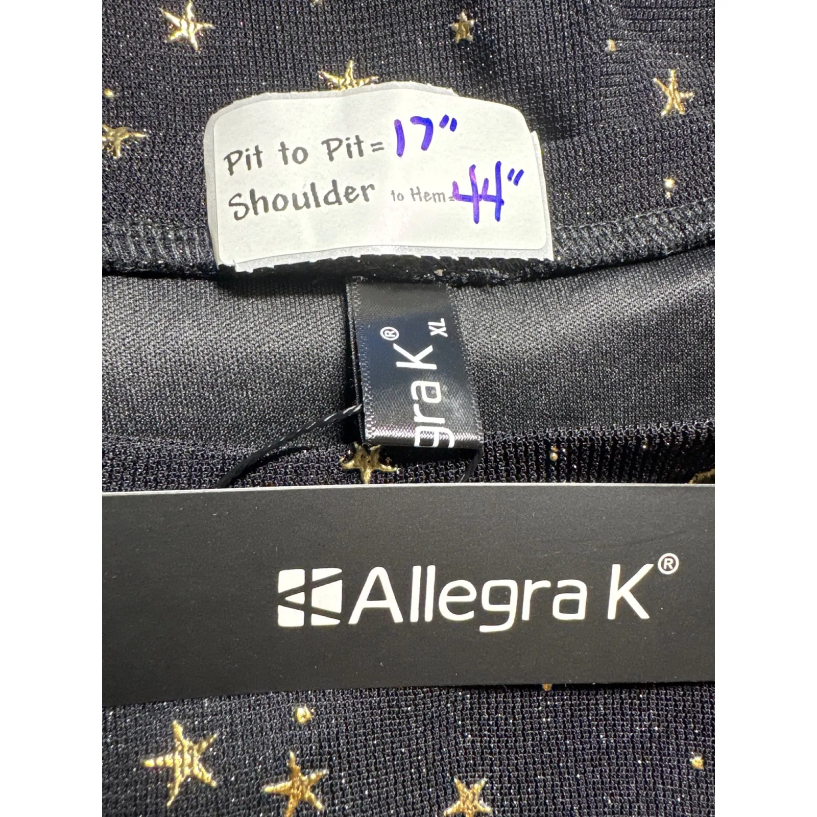Allegra‎ K Party Dress Sleeveless Star Print Mini Dress Black XL - Image 2