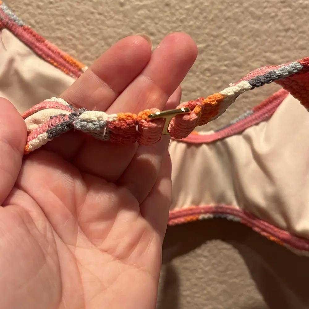 Peony Women’s Striped Bikini Top Size 12 Blue - Image 6