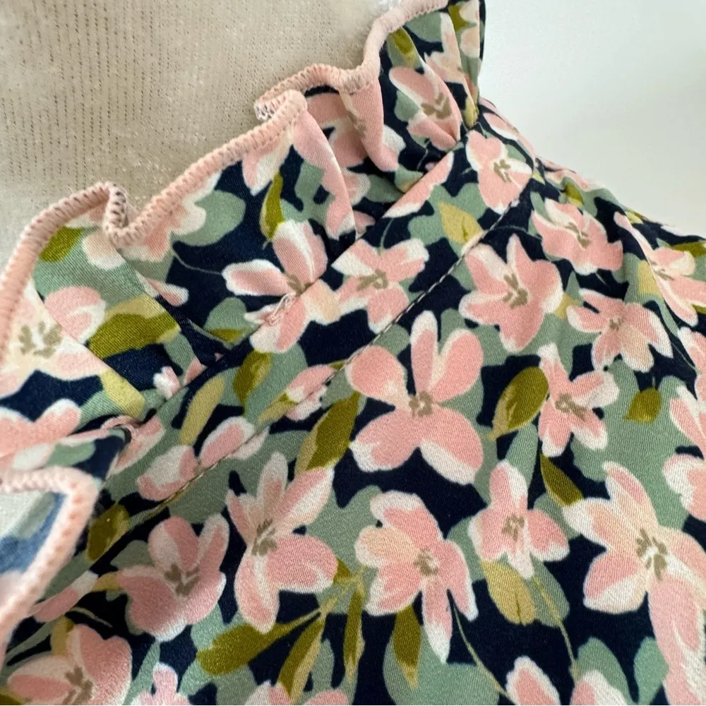 Vince Camuto Floral Smocked Waist Long Sleeve Mini 
Dress Pink Blue Size 6 NWT - Image 12