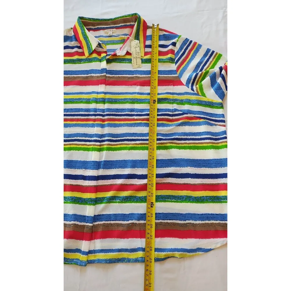 NTW Antilia FEMME Blouse Multicolor Crepe 3/4 sleeves Sz 3X - Image 10