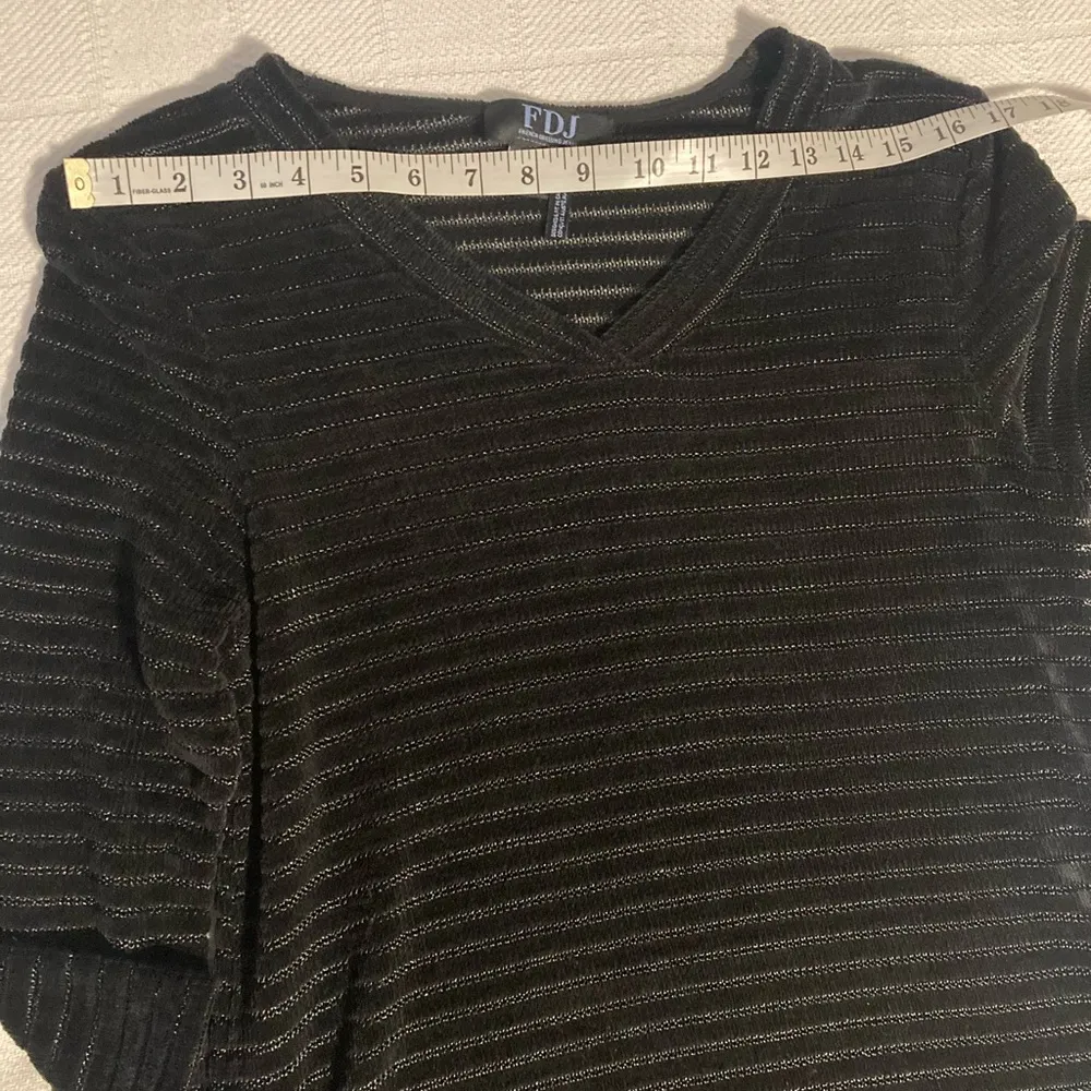 FDJ FRENCH DRESSING JEANS Black Stripe Sheer 3/4 Sleeve Top Size S/P - Image 5
