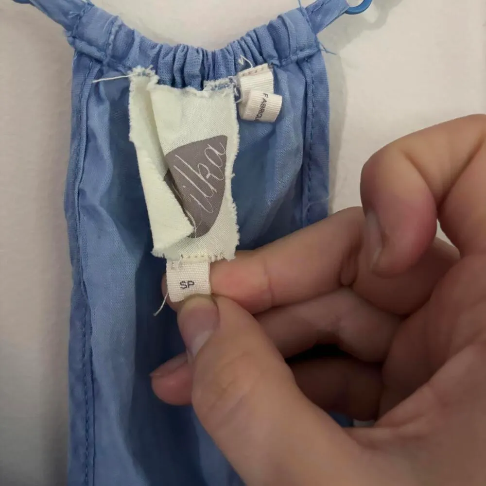 Anthropologie Lilia Blue Semi Sheer Racer ack Tank Top Blouse Coastal Beachy - Image 8