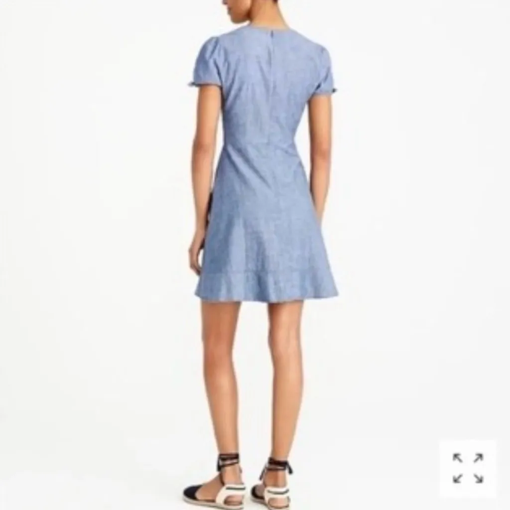 J.crew Chambray Ruffle V-Neck Faux Wrap Dress Size 4 - Image 2