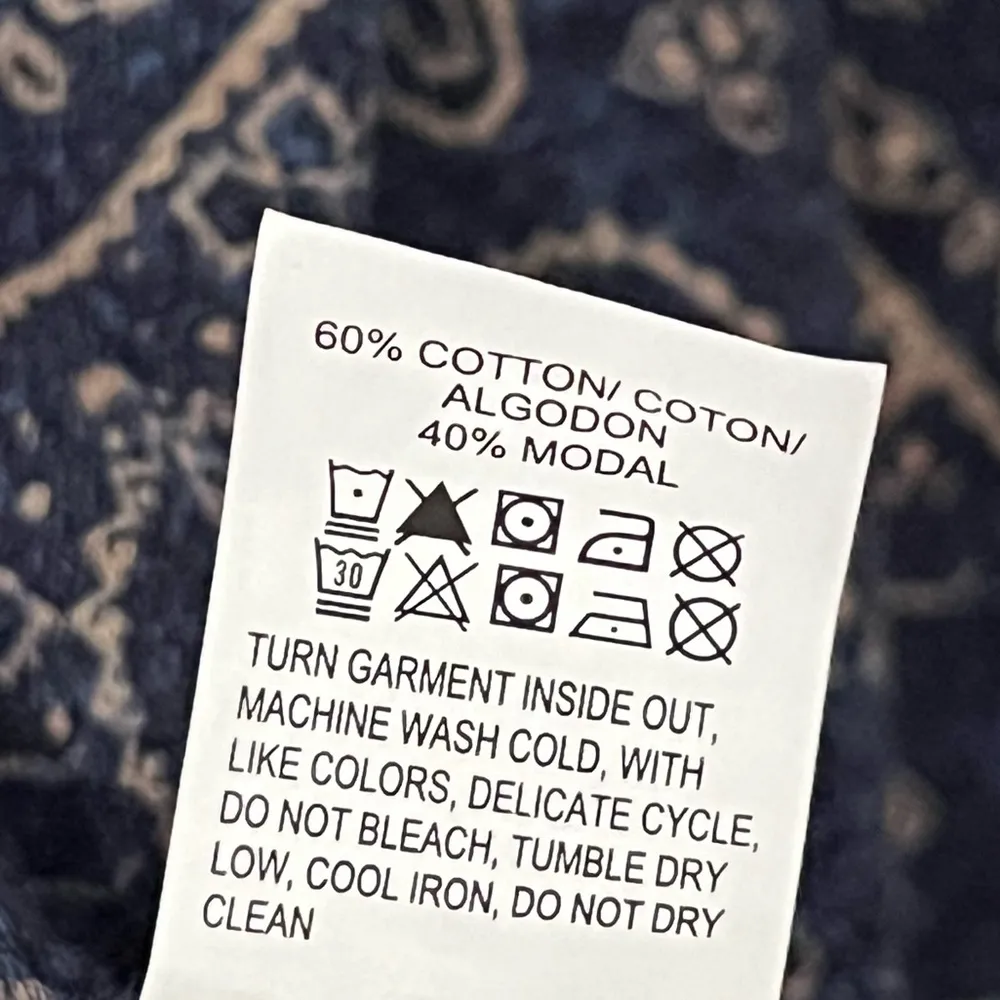 Lucky Brand Blue 3/4 Sleeve Boho Top Size 1X Spring Blouse Paisley Floral Print - Image 8