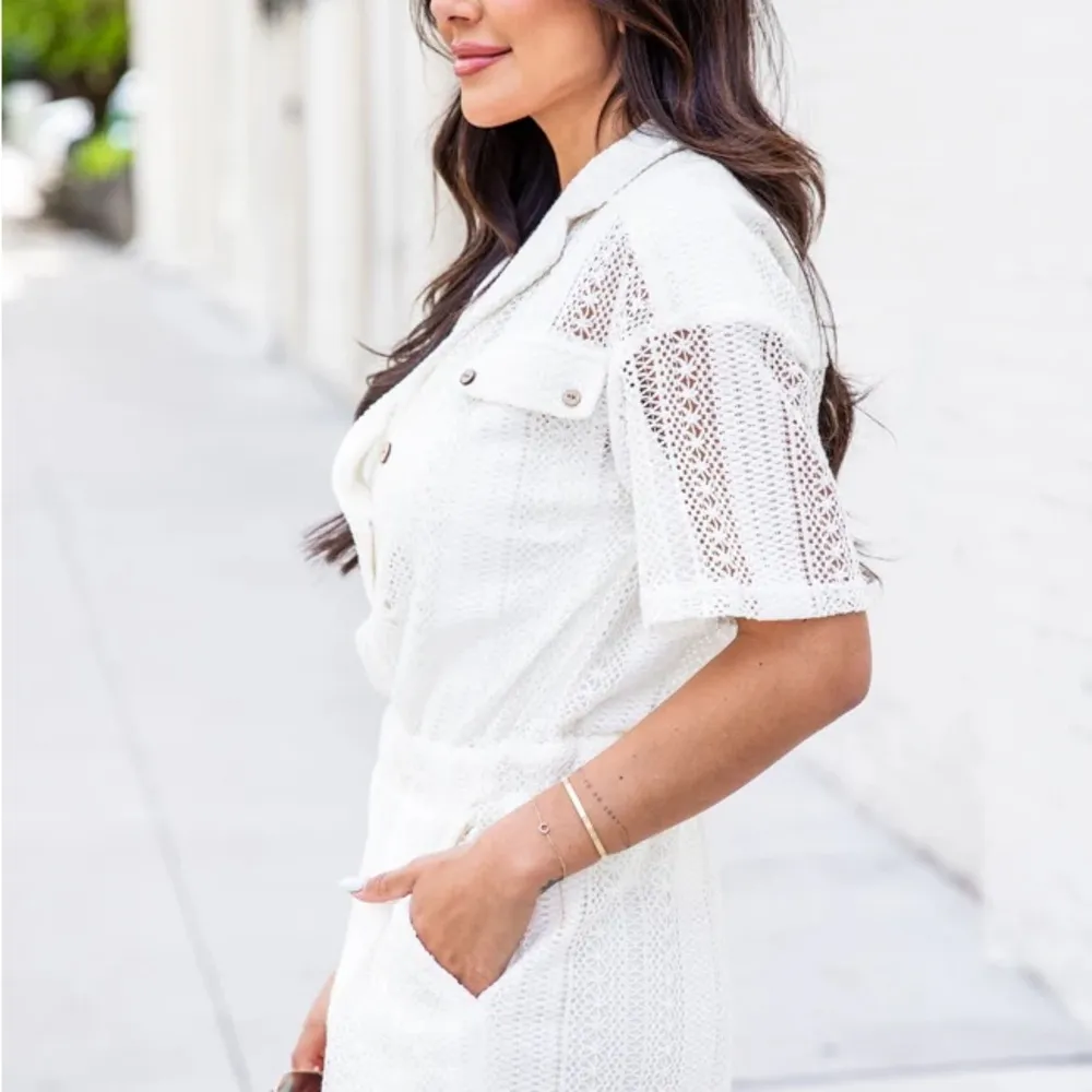 Pink Lily- White Eyelet Romper - Image 2