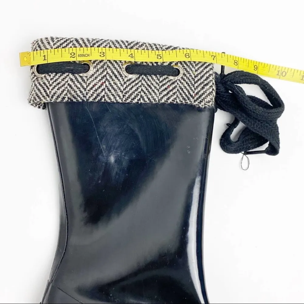 SPERRY Black Top Sider Herringbone Wedge Rain Boots, Size 7 - Image 5