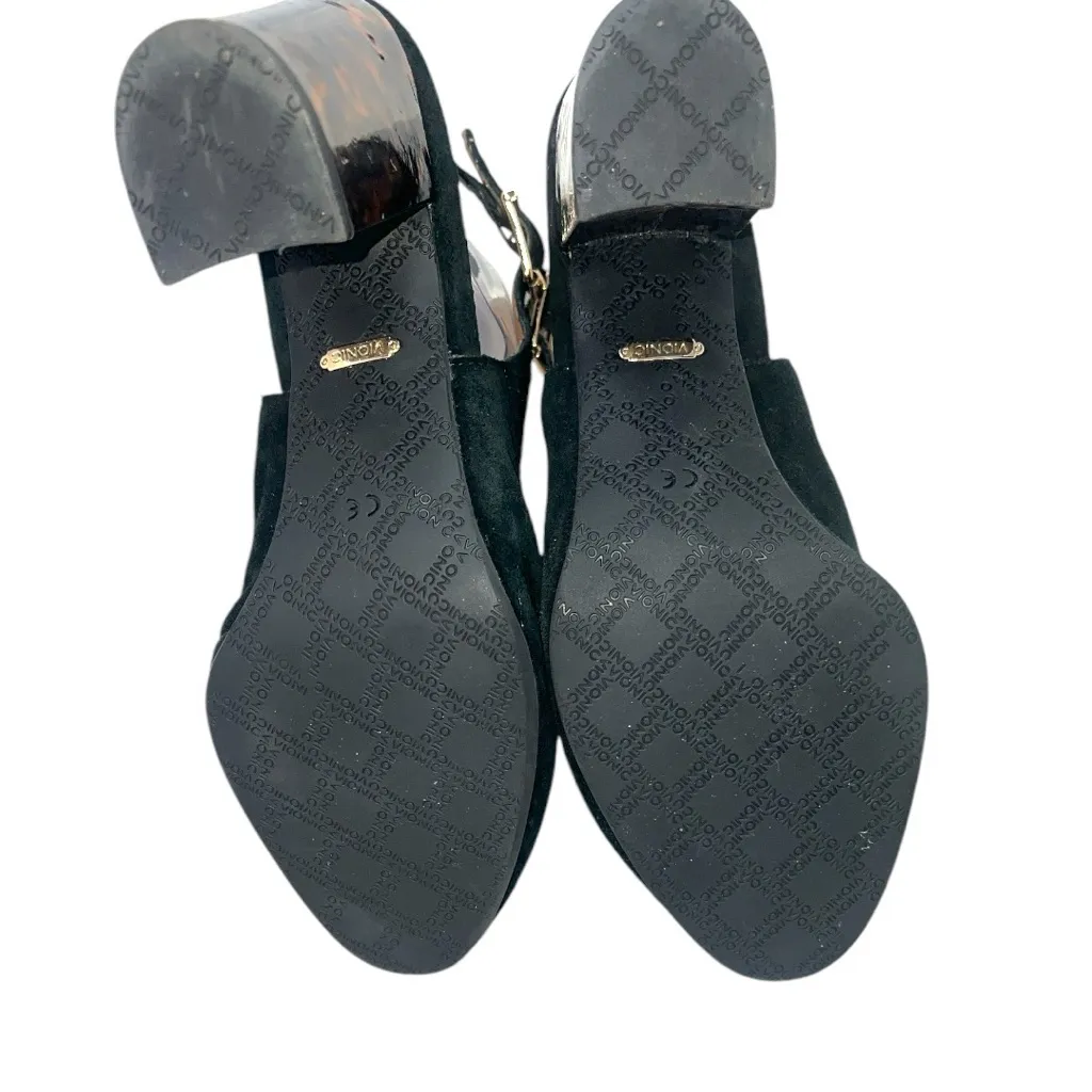 Vionic Perk Lacey Suede Slingback Heels 10 Black/Tortoise‎ - Image 5