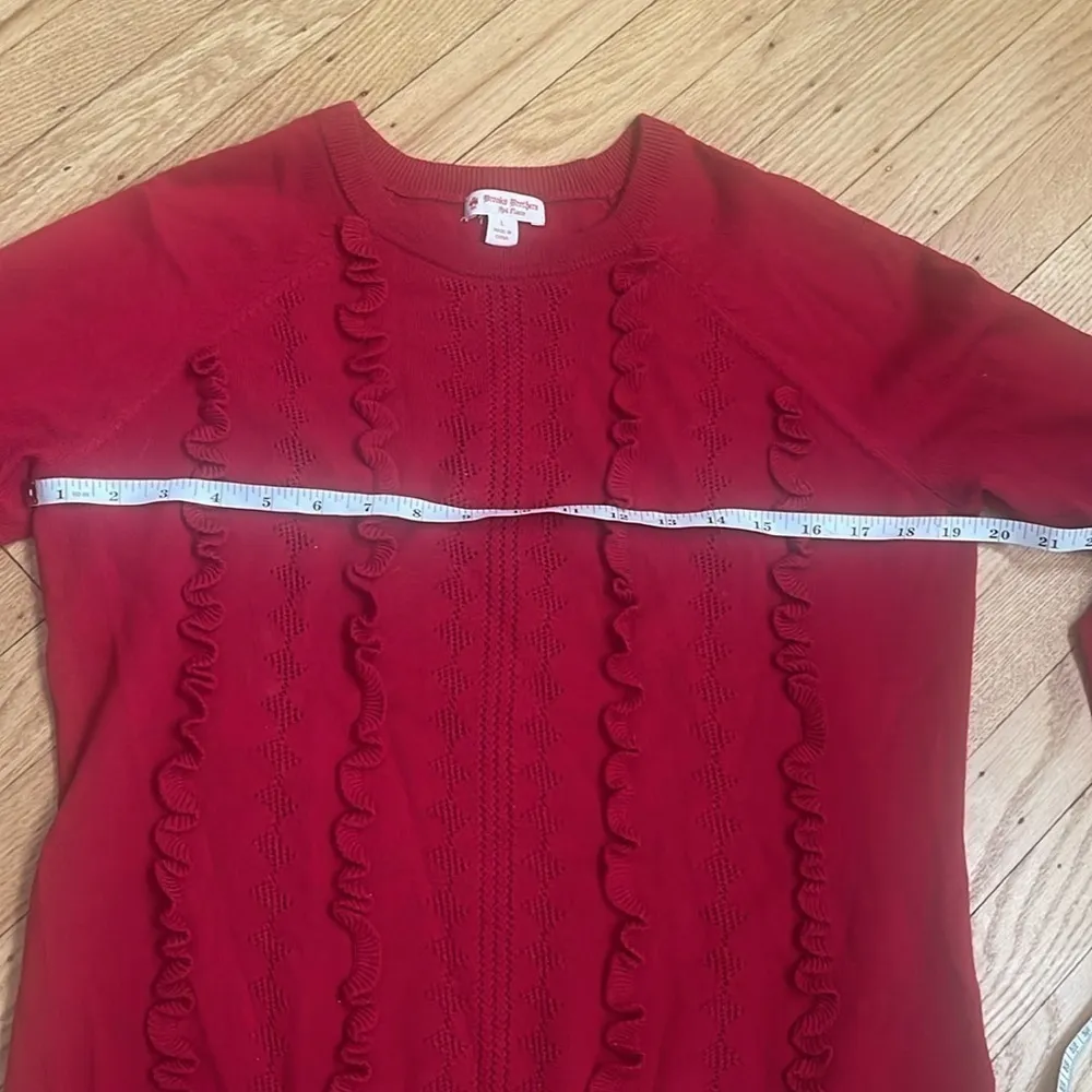 Brooks Brothers Red Fleece Wool Ruffle Pullover Sweater Size L - Image 8