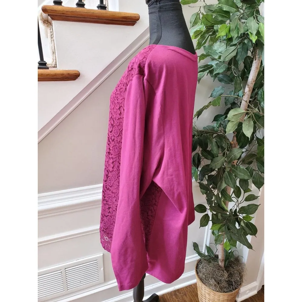 Laura Scott Women's Pink Cotton Long Sleeve Round Neck Casual Blouse Size 3X - Image 5