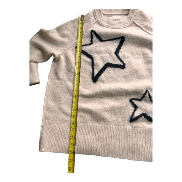 Aerie unREAL Crew Sweater Star print cream and black XXS - Image 4