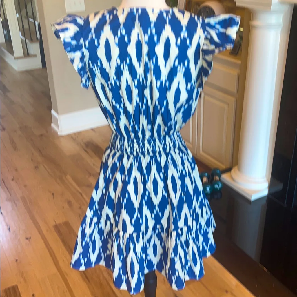 Flying Tomato Blue White Cotton Dress Mini Flutter Sleep Ruffle Hem New - Image 4