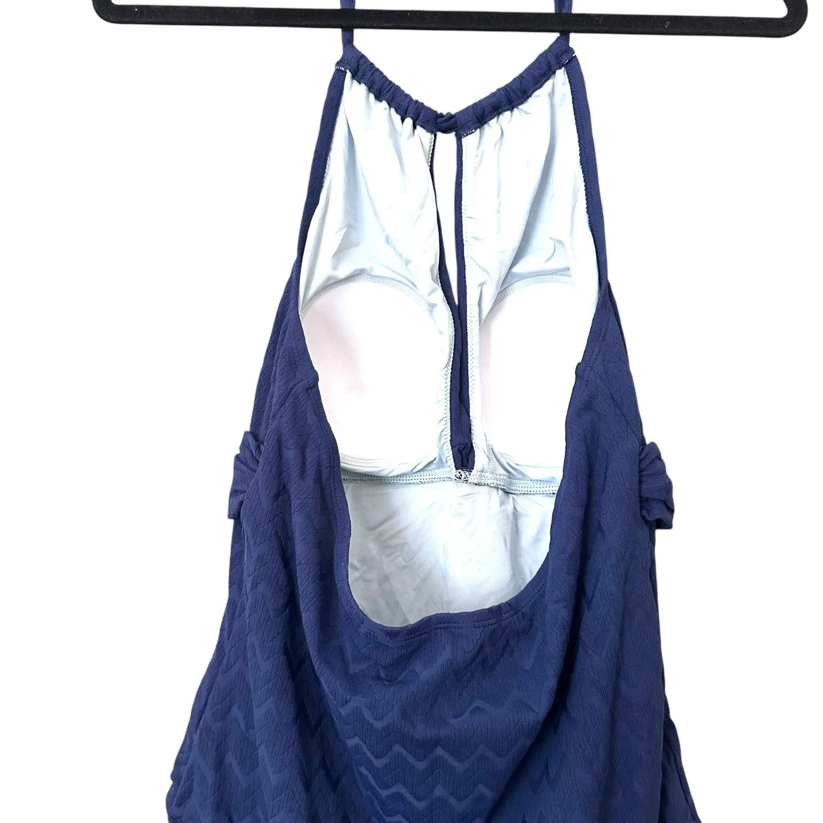 CUPSHE Jacquard Halter‎ One Piece Navy NWT XL - Image 4