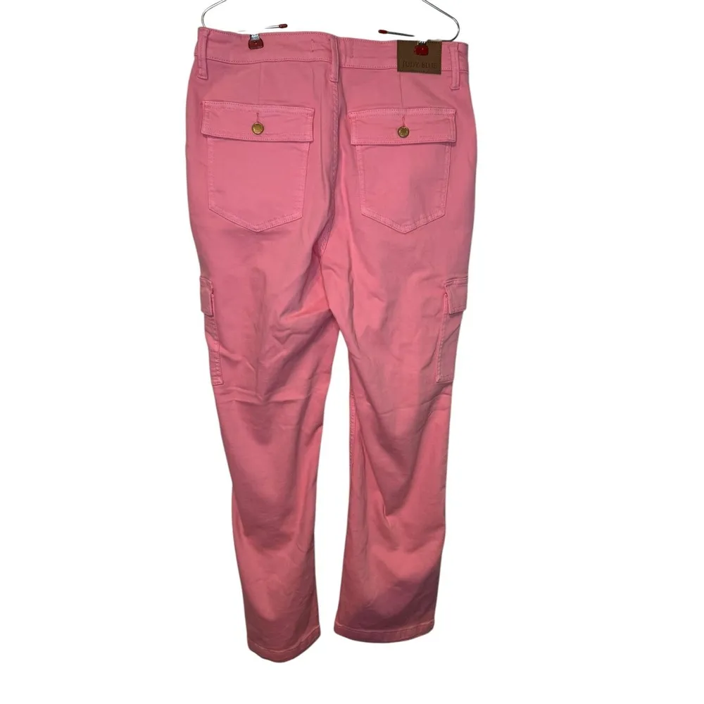Judy Blue Women Jeans Hi Waist Garment Dyed Straight Cargo Pink JB88837 Sz.11/30 - Image 6