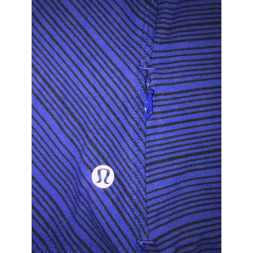Lululemon Kanto Catch Me Long Sleeve Size 4 Stripe Sapphire Blue Black Top Shirt - Image 7
