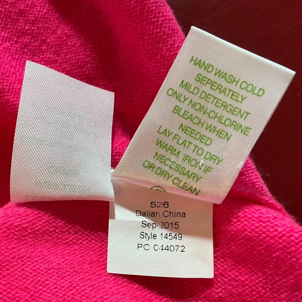 Lilly Pulitzer Sweater S/M Neon Pink 100% Cashmere Oversized Cozy V Neck Womens - Image 12