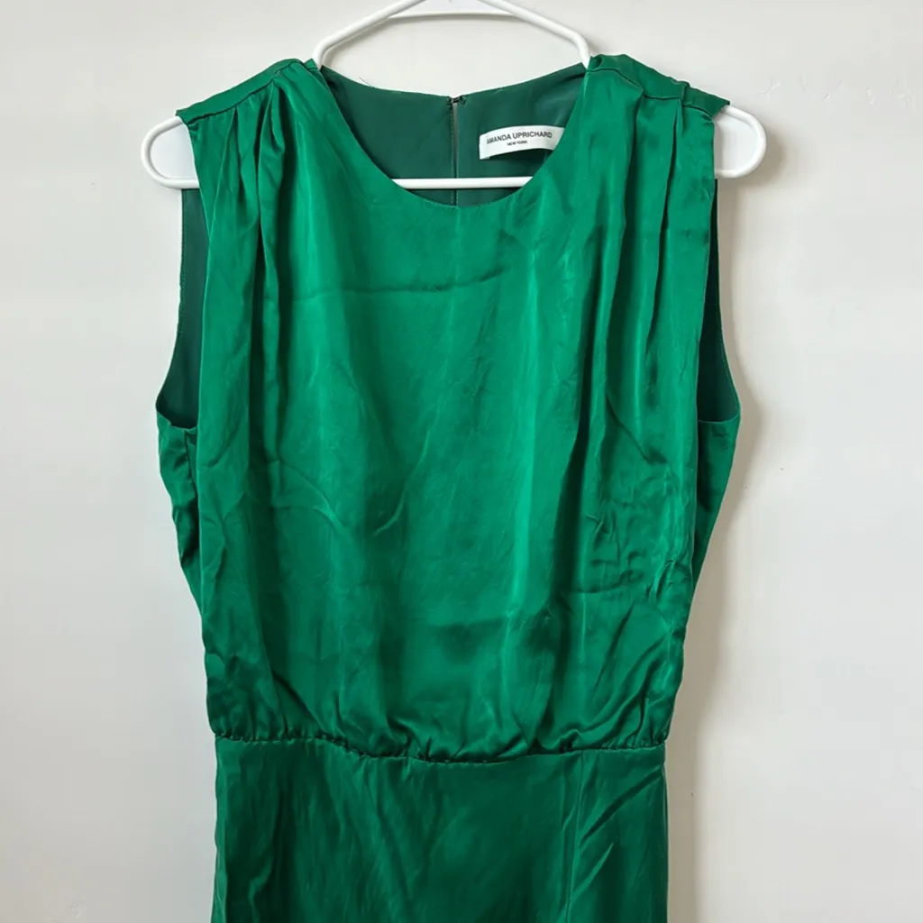 Amanda Uprichard Green 100% Silk Mini Dress Size: M - Image 3