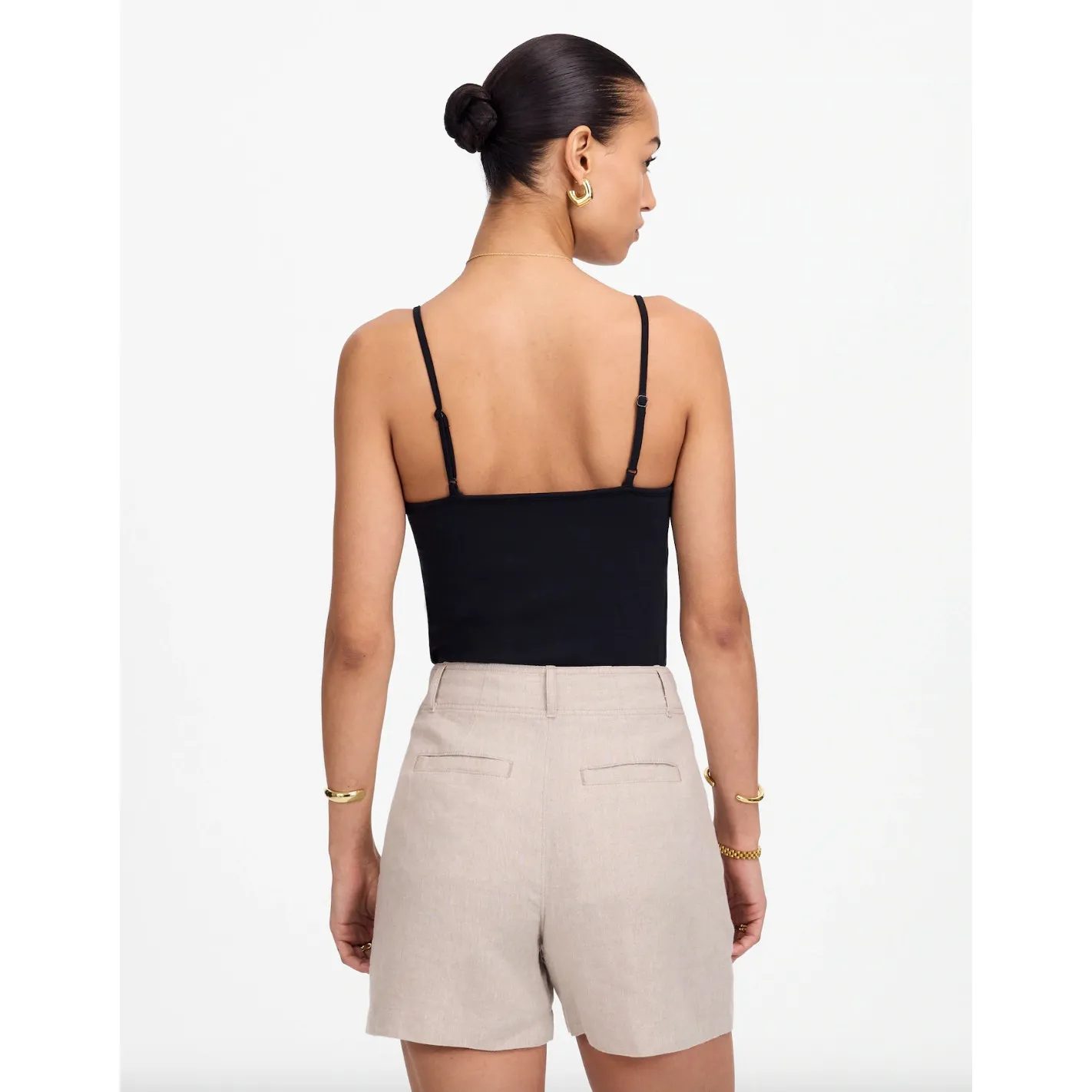 Madewell Pintucked Shorts in 100% Linen Oat Beige High Rise Vacation US 12 NWT - Image 4