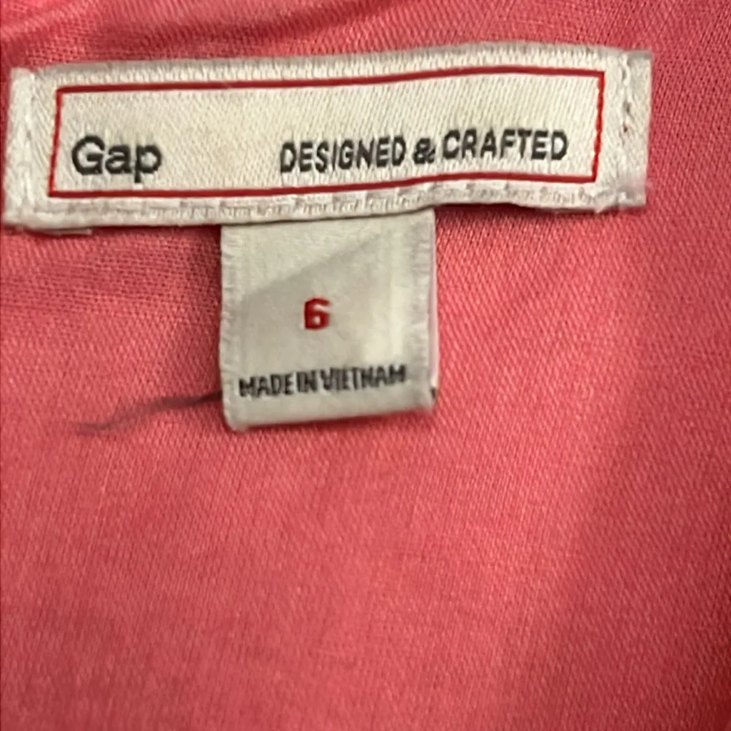 Gap Fit Flare Elegant Coral Sleeveless 100% Linen Dress Size 6 - Image 7