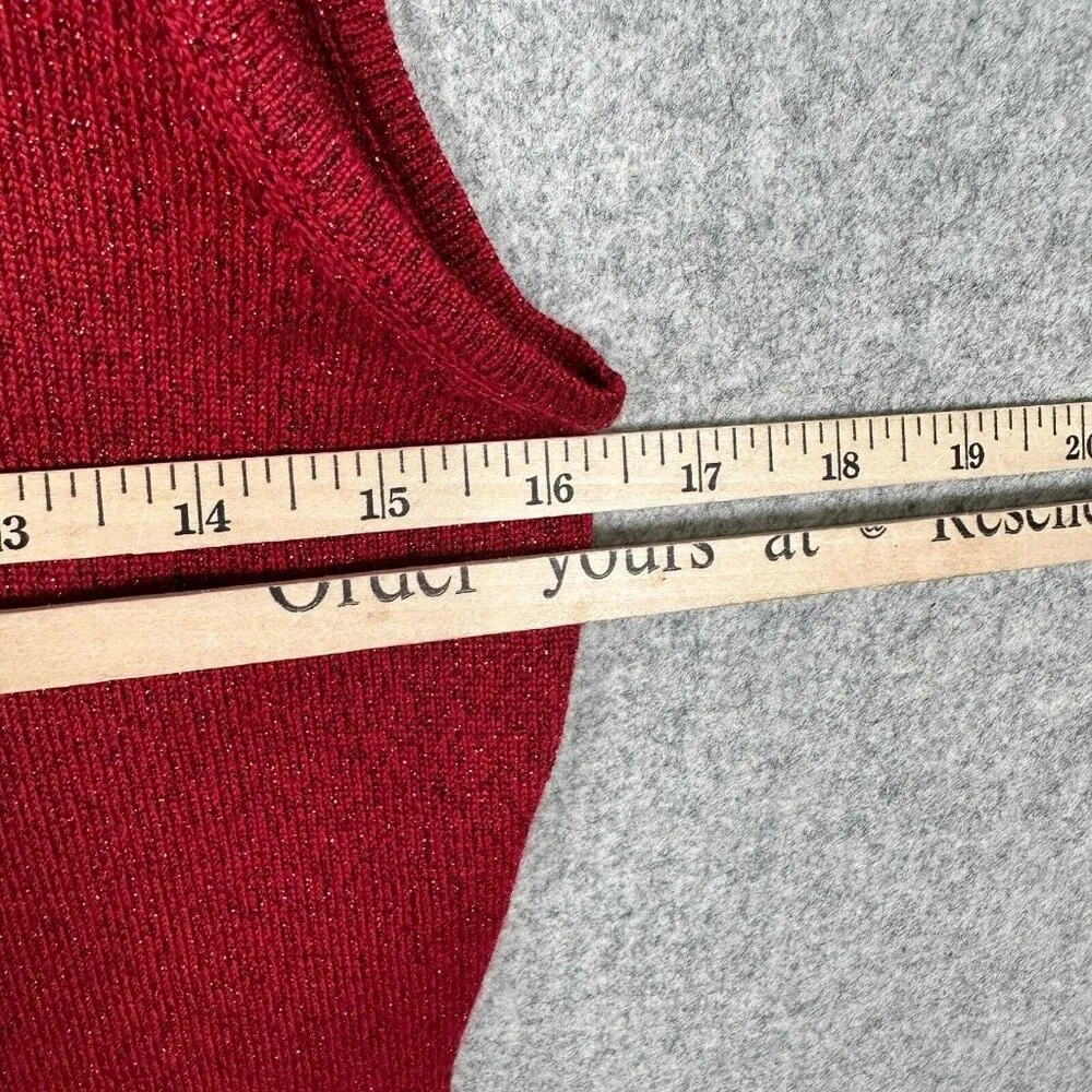 NWT Ann Taylor Loft Womens Sweater Tank Top Red Small Tie Wool Sleeveless Y2K - Image 11