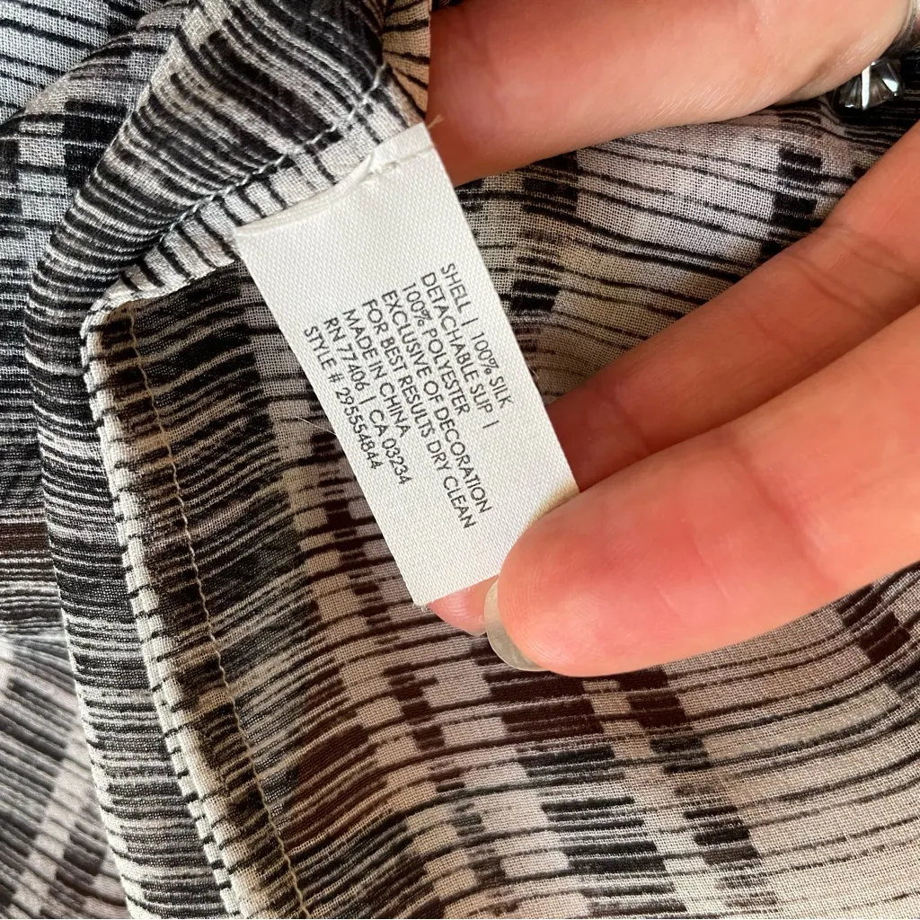 Club Monaco Black and White Striped Semi Sheer Silk Flowy Coverup Mini Dress 12 - Image 8