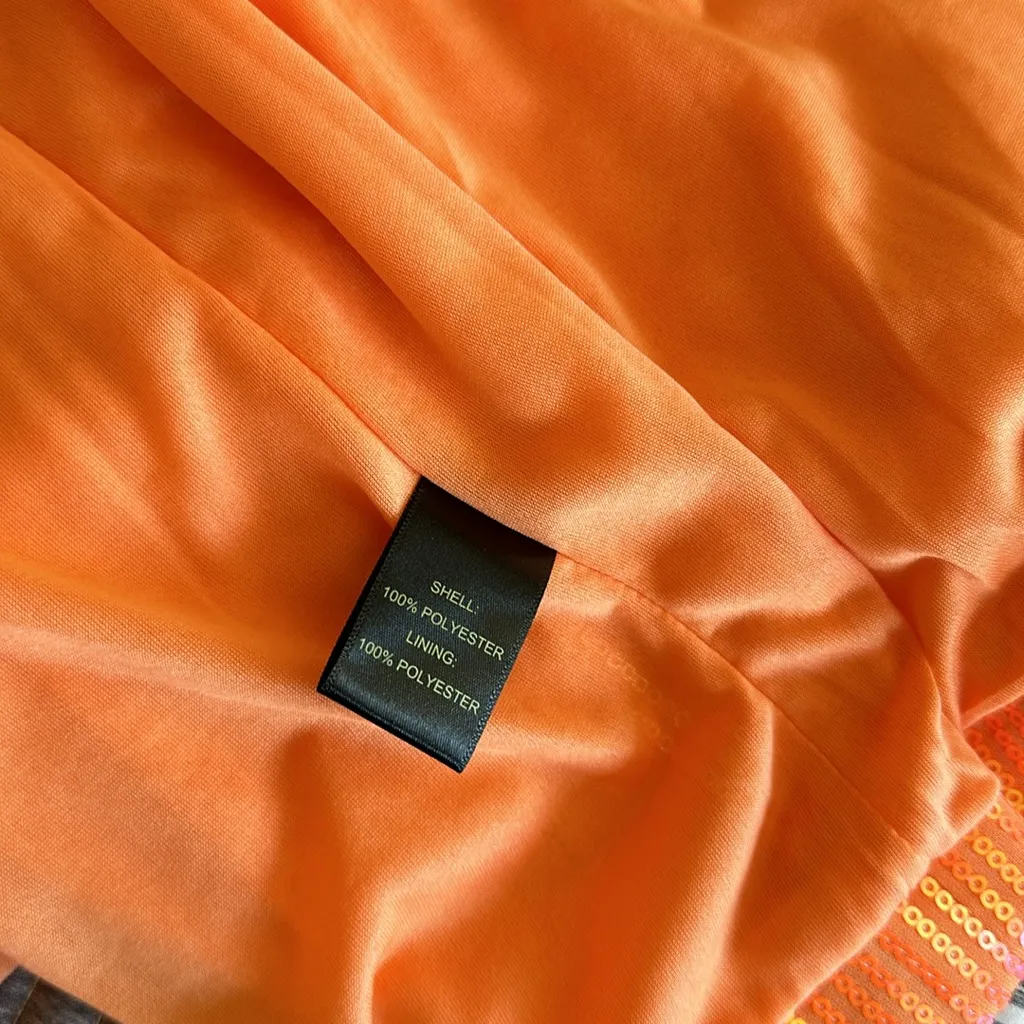 NWOT HOUSE OF HARLOW 1960 All Over Sequins Orange Wrap Shirt Blazer Dress Size XS - Image 9