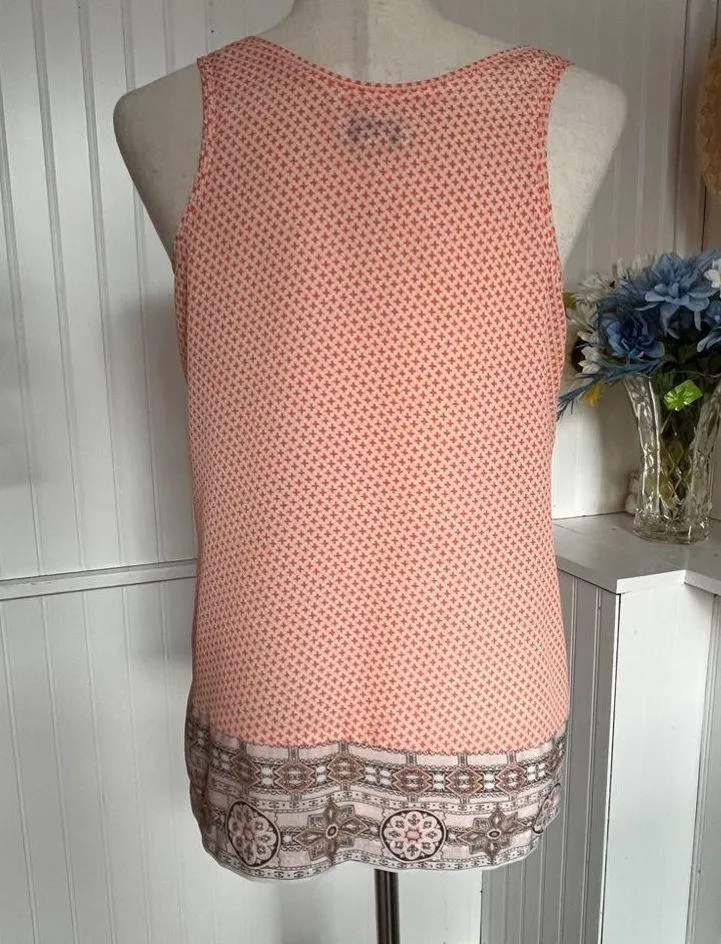 Peach Multicolor Banded Hem Tank Top - Image 4