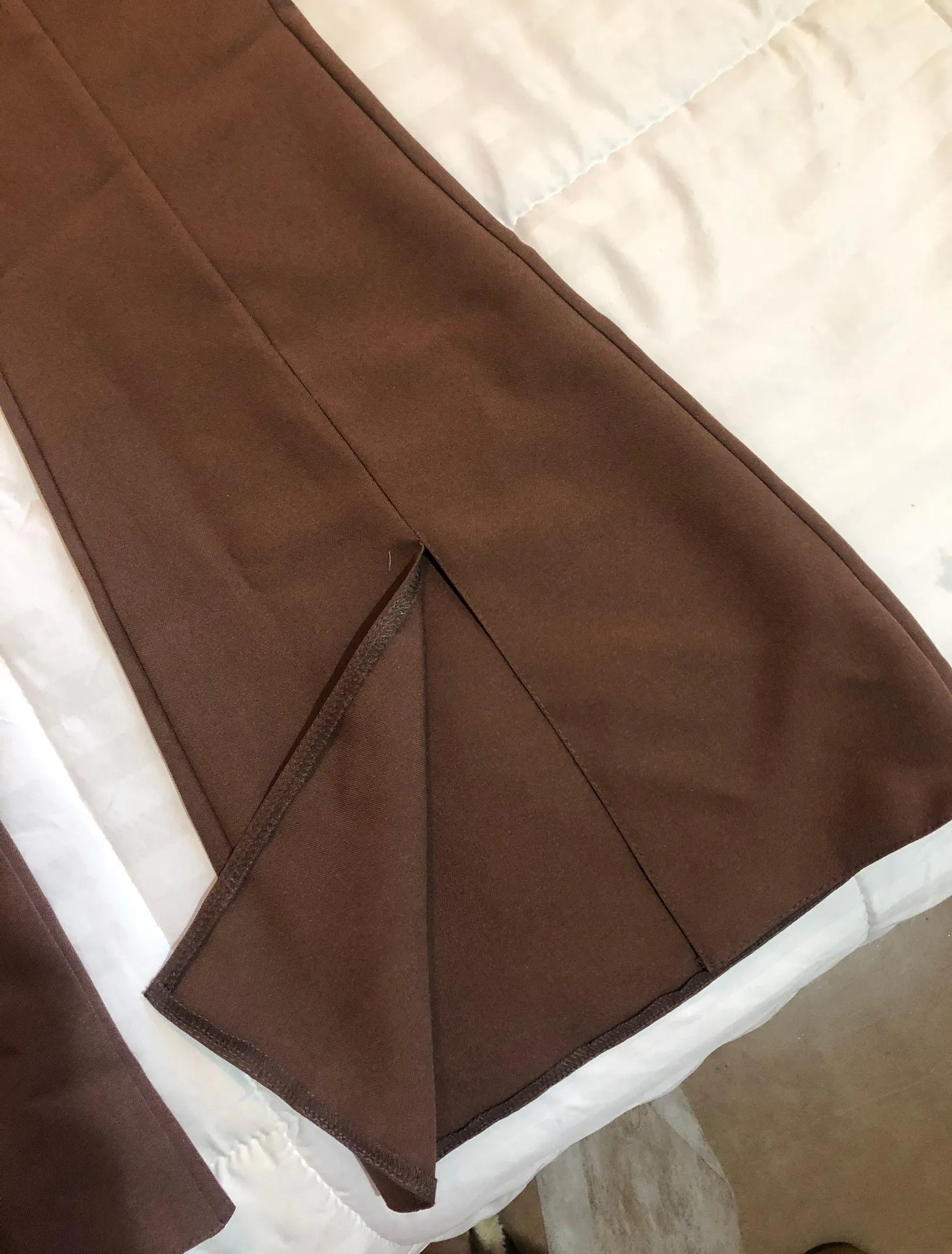 Missguided Chocolate Split Front Flared Pants - Image 6